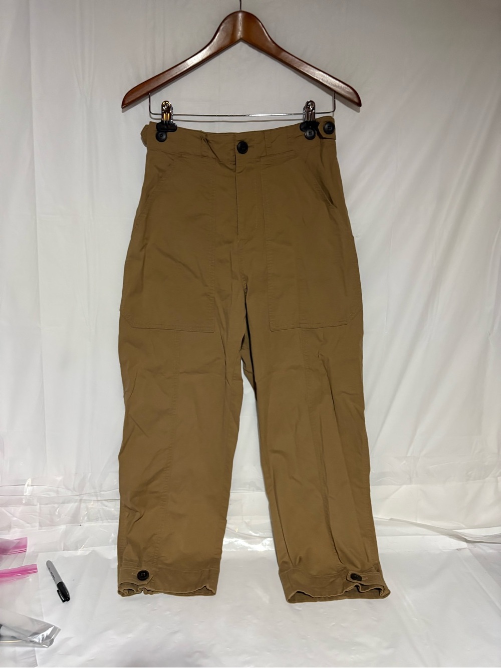 Mijeong Park High-Rise Cropped Utility Pants in Tan for Women